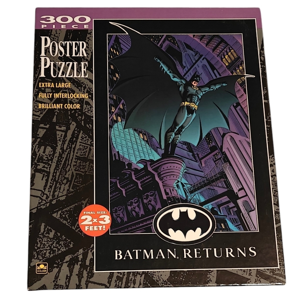VINTAGE NWOT 1992 Batman Returns Series 300 Piece Jigsaw Poster Puzzle Golden - Picture 2 of 12